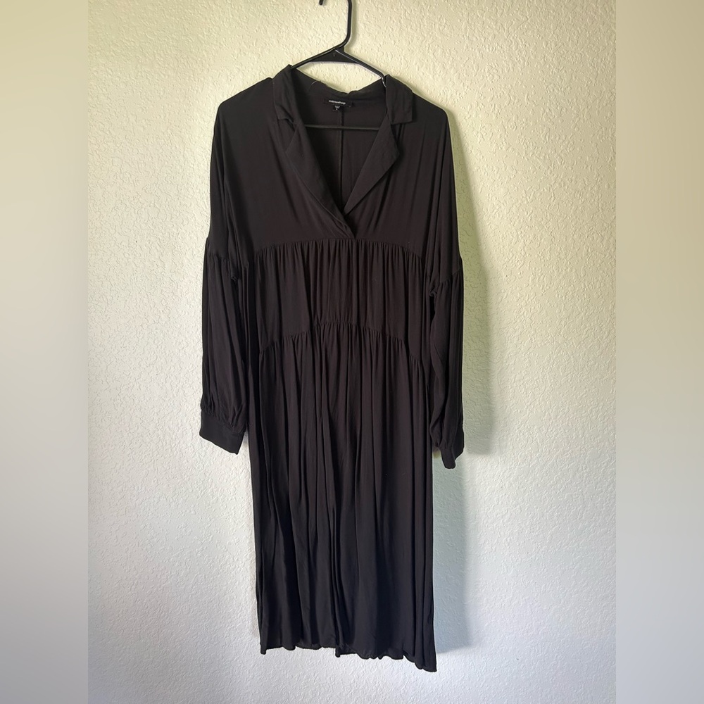 Mittoshop Women’s -Long Dress- Black Modest Long Sleeve Tiered Dress Size Small